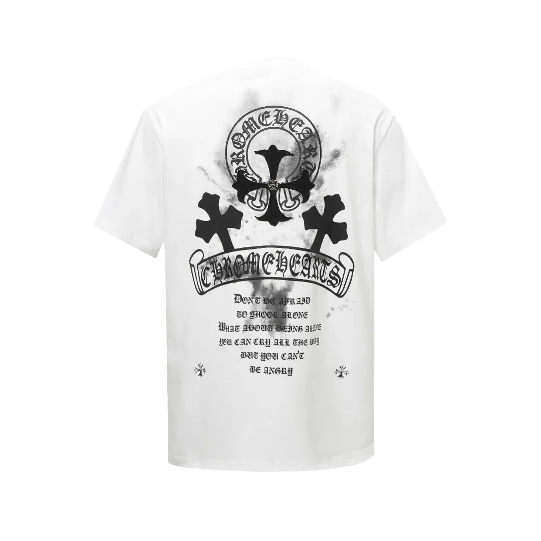 P170 Chrome Hearts* Chrome Hearts are made of 300g double yarn fabric, 1*1 Solona rib, imported digital front and rear white ink direct injection + laser appliqué embroidery, hand-nailed hardware accessories, loose version, same style for men and women. Color: Black White Size: XS S M L